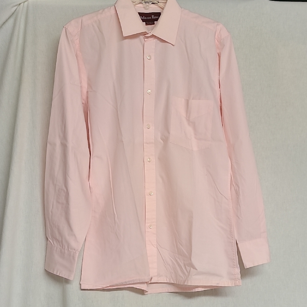 Vintage Adam's Row Pastel Pink Fitted Button Down Collared Dress Shirt Men's M